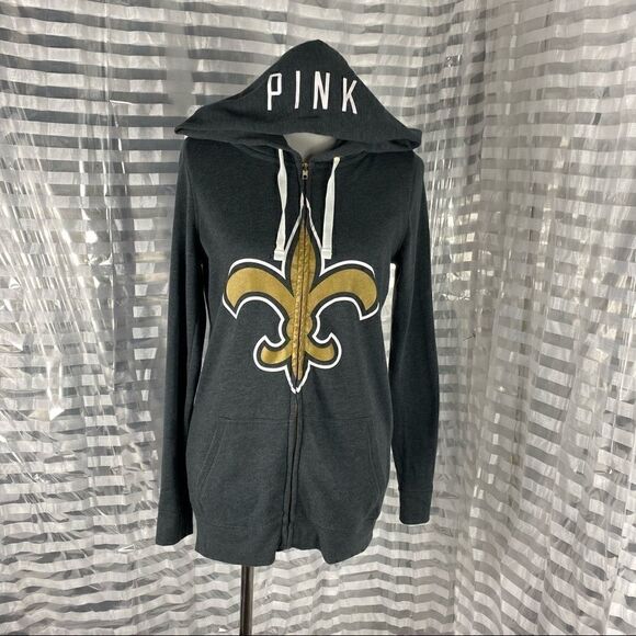 Pink Victoria Secret Grey Saints Zip Up Jacket - Picture 1 of 7